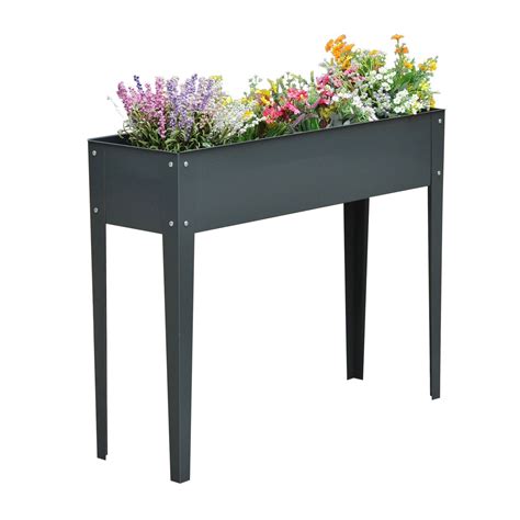 4 ft metal flower box|metal elevated planter box.